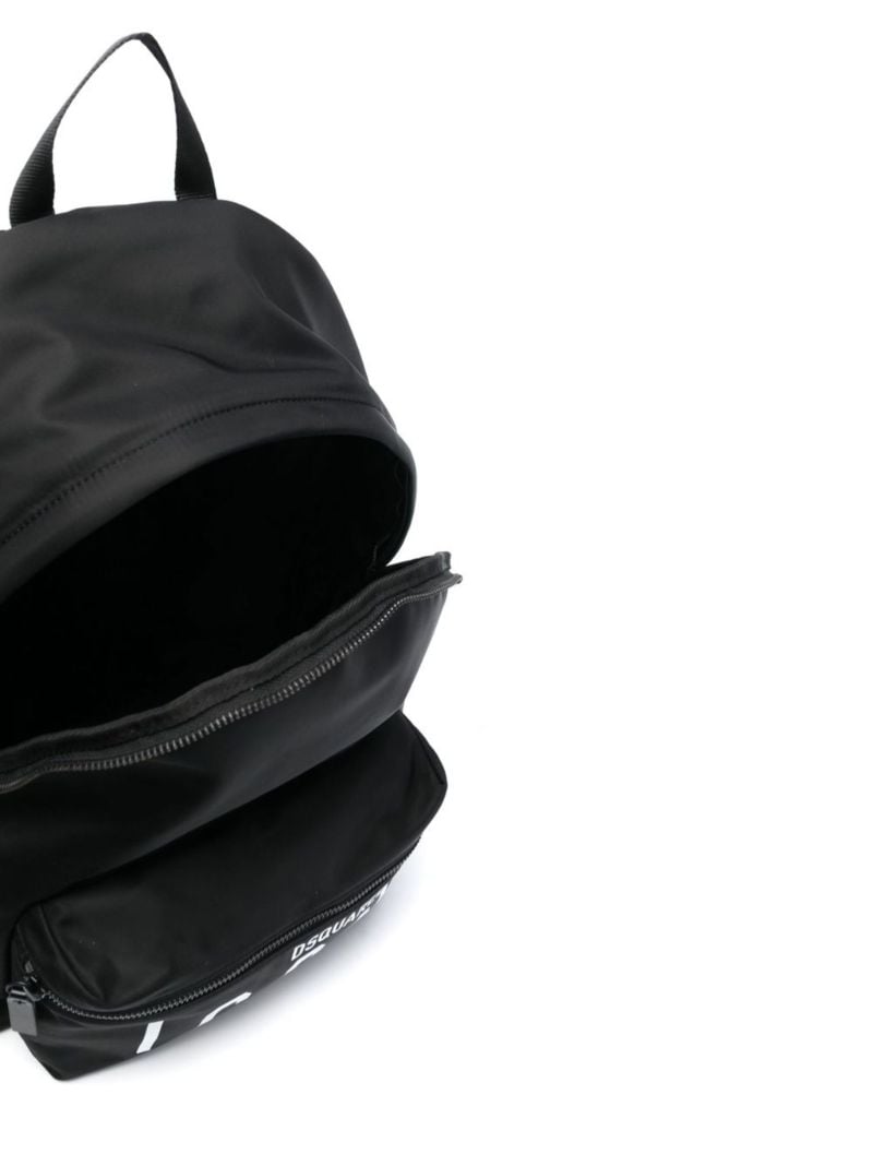 Black Icon Logo Print Backpack