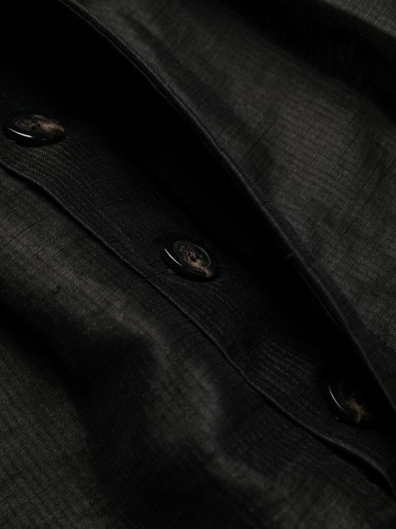 Black Strobe Linen Cargo Trousers