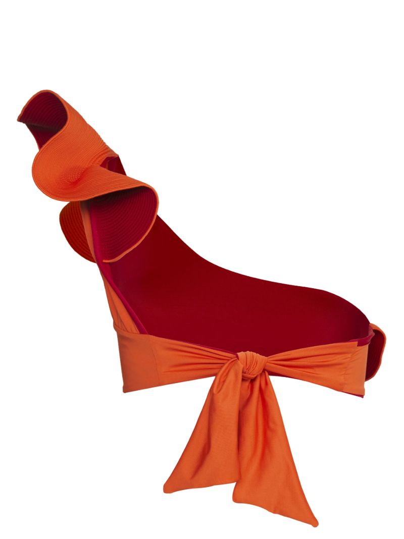 Red Ayacucho One-shoulder Bikini Top