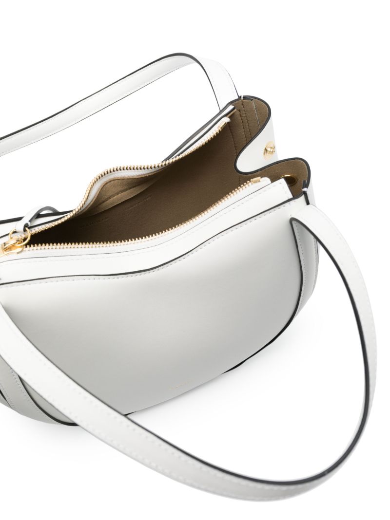 White Lin Leather Shoulder Bag