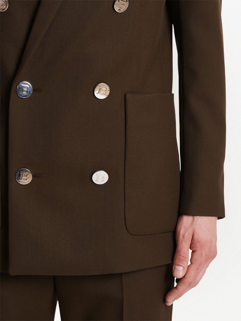 Brown Double-breasted Blazer