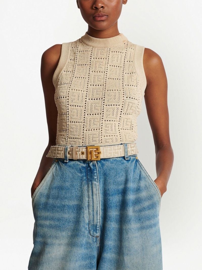 Neutral Jacquard Monogram Belt