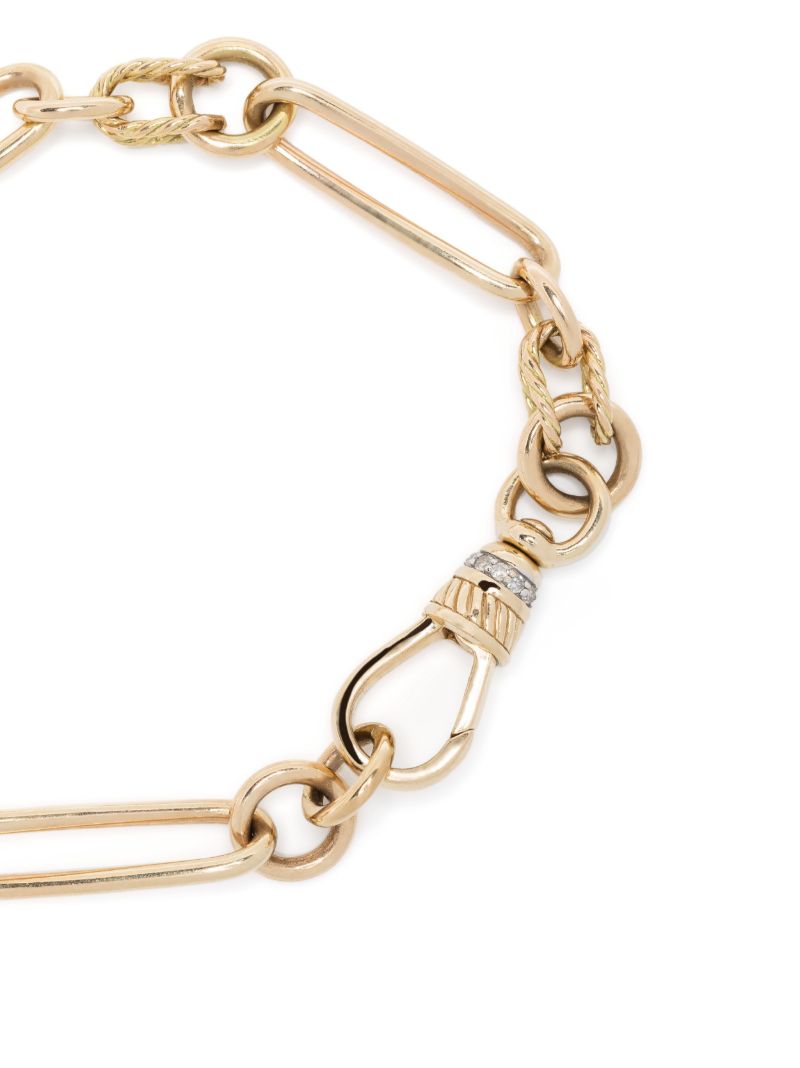 14k Yellow Gold Twisted Link Diamond Bracelet