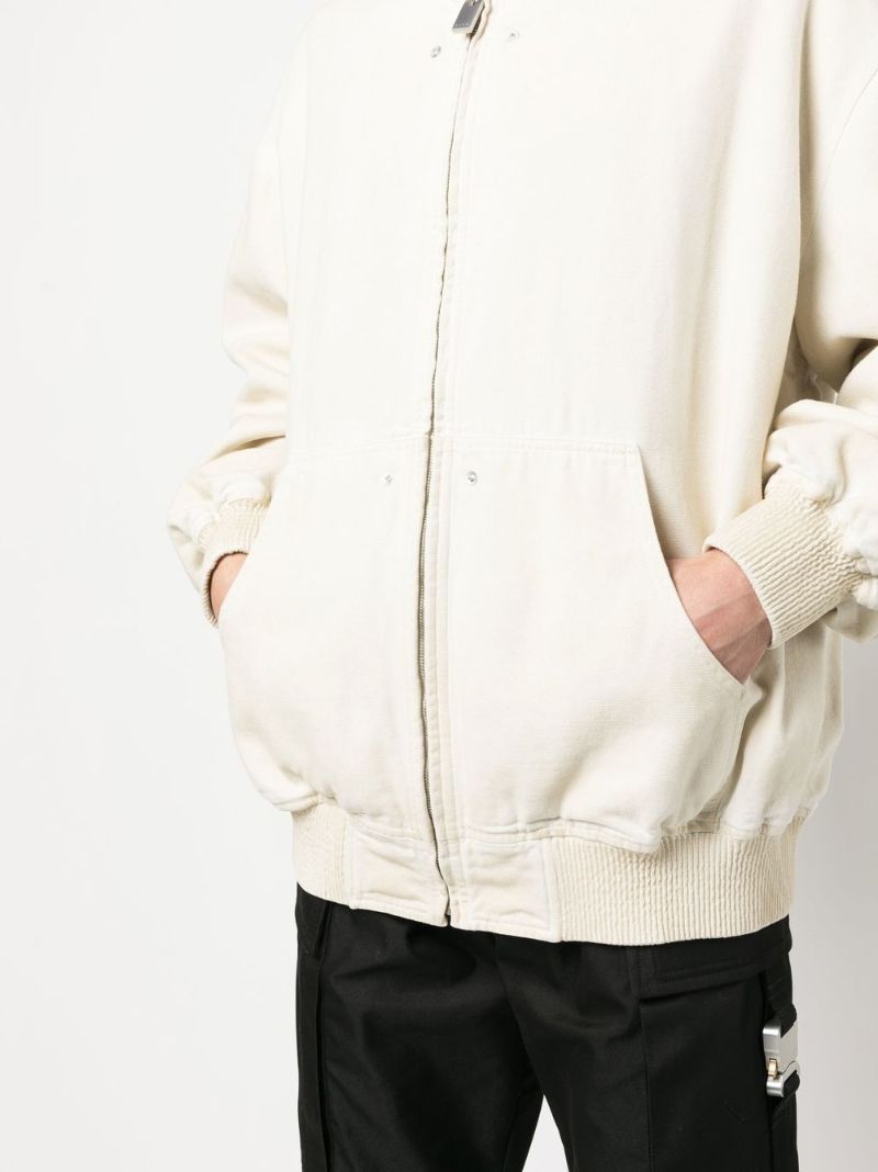 Neutral Cotton Hooded Zip-up Sweatshirt