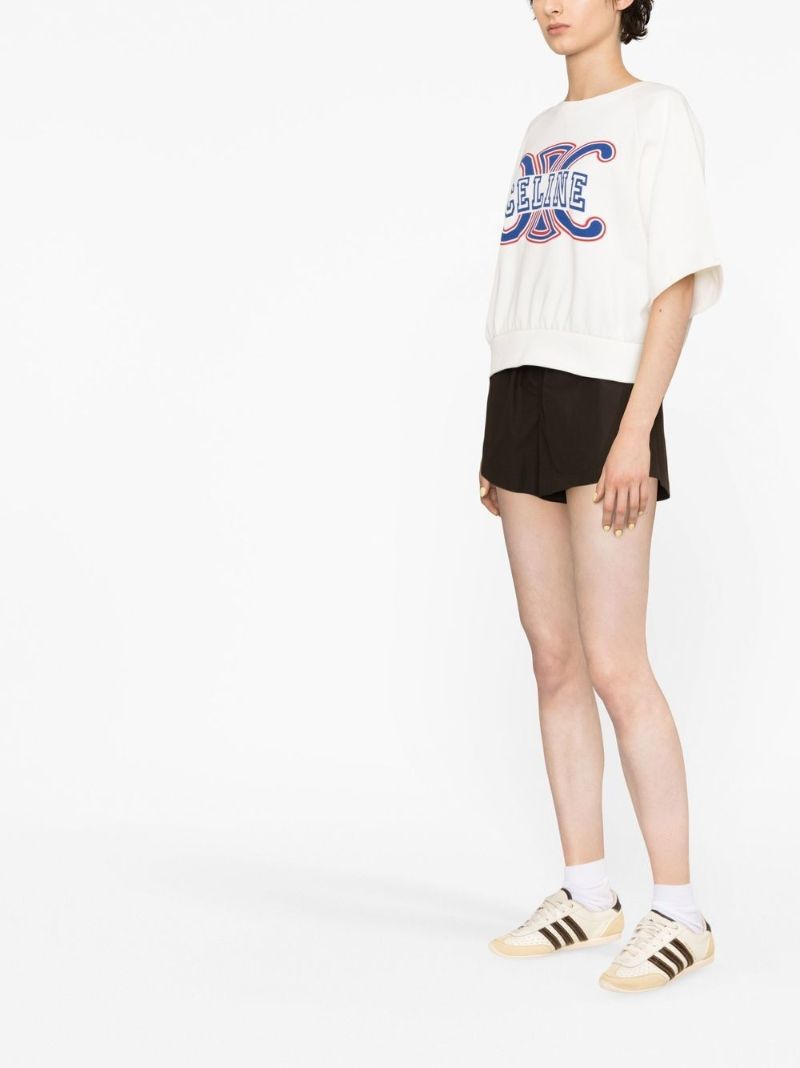 White Logo Print Cotton T-shirt