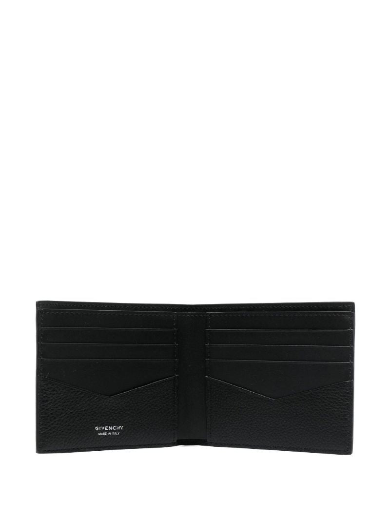 Black Grained Bi-fold Leather Wallet
