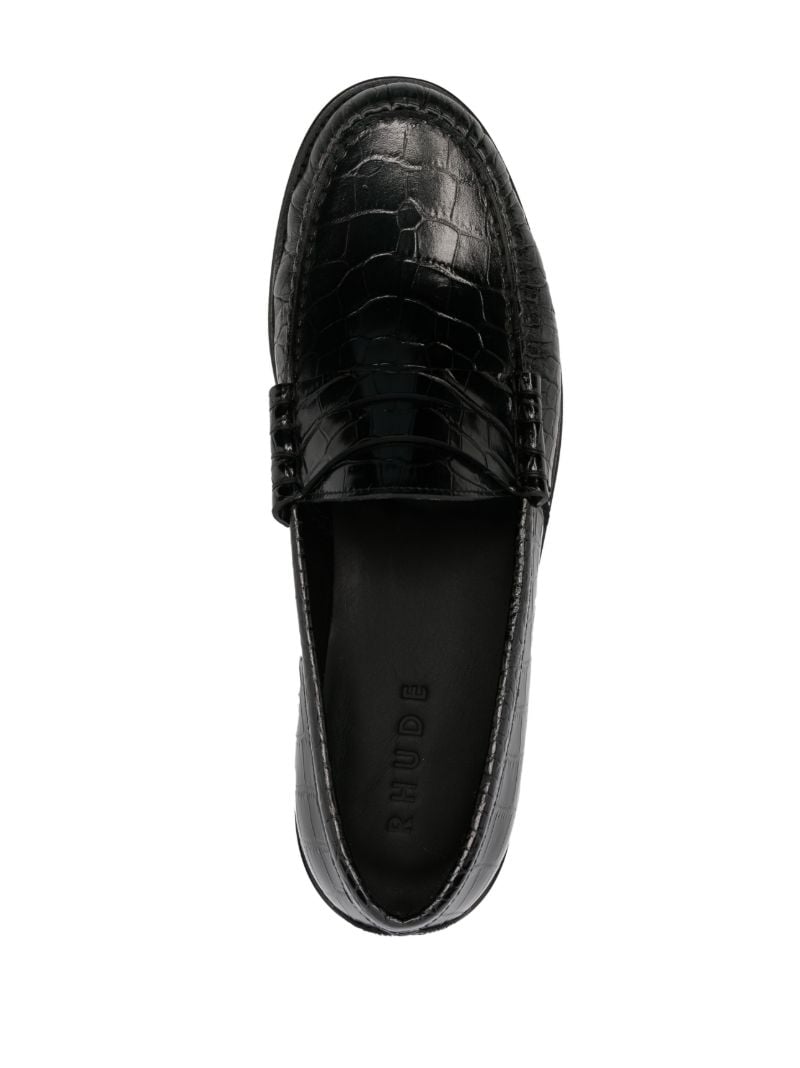 Black Crocodile Effect Loafers