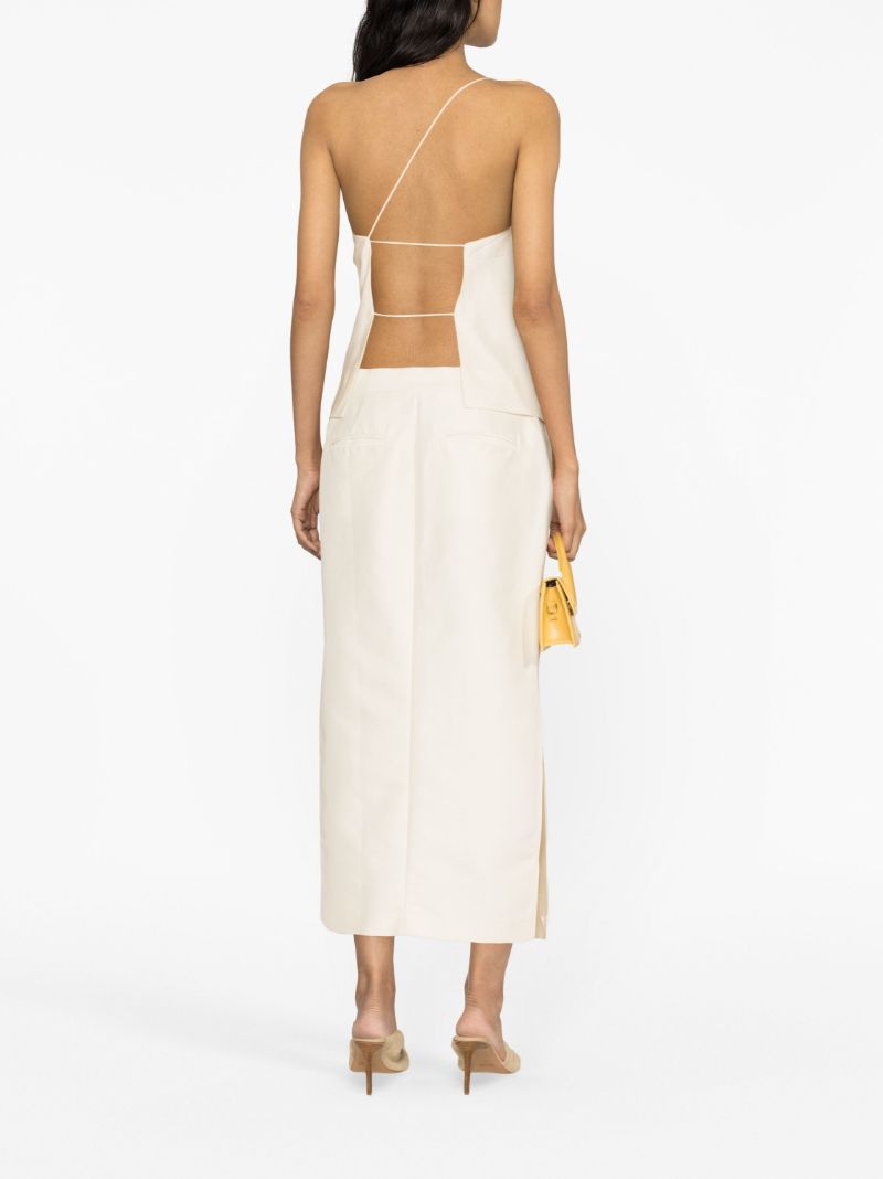White Asymmetric Open-back Lyocell Top