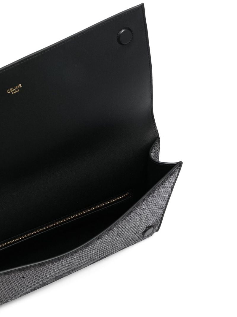 Black Asymmetric Sequin Logo Clutch Bag