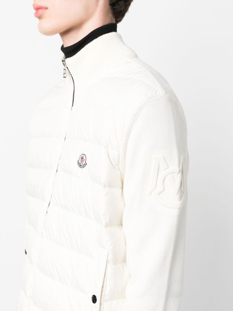White Padded Wool Cardigan