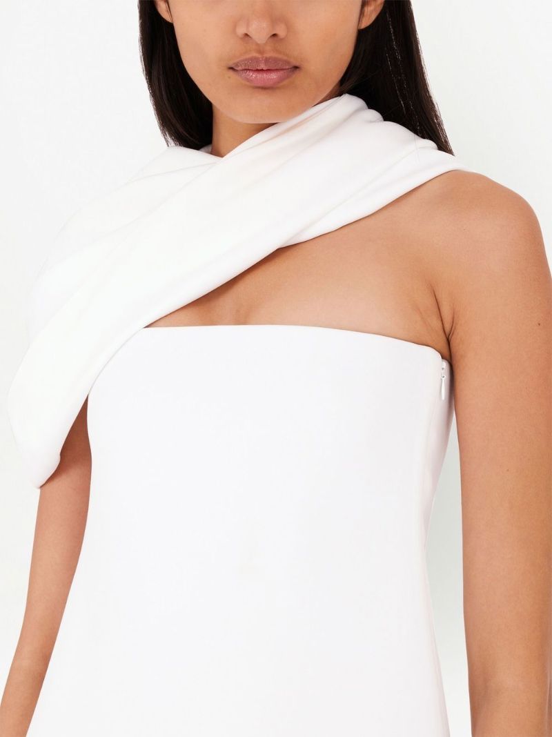 White Hooded One Shoulder Mini Dress