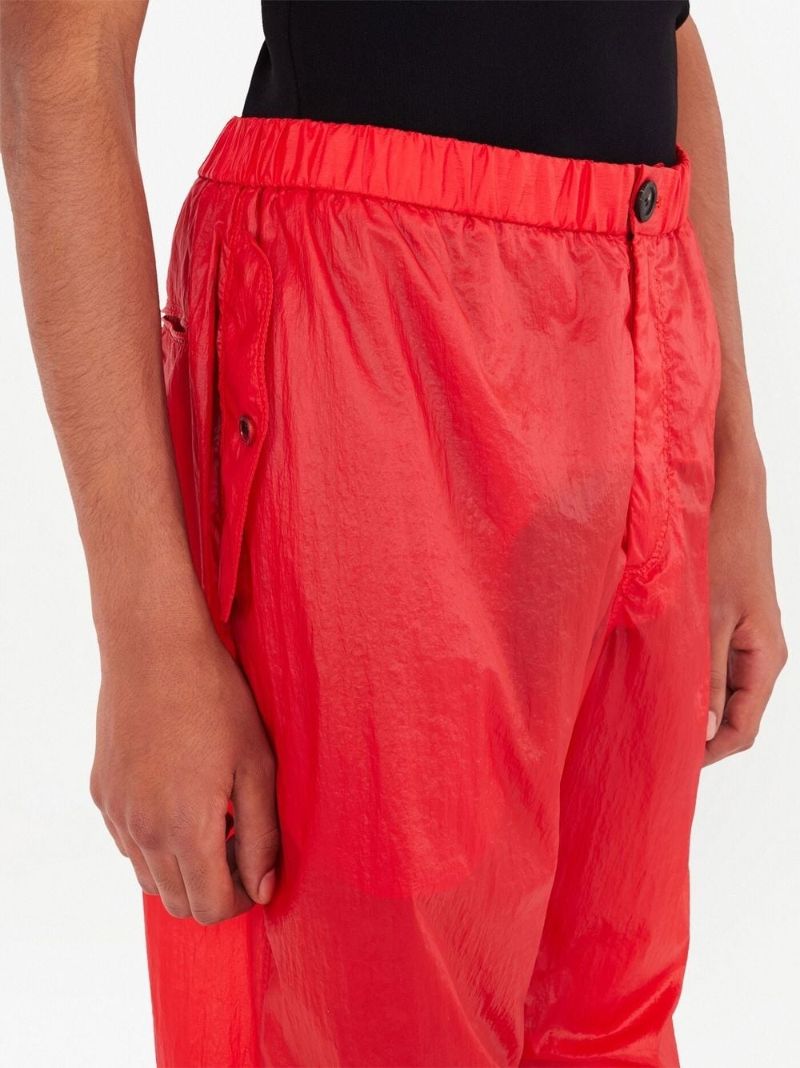 Red Nylon Cargo Trousers
