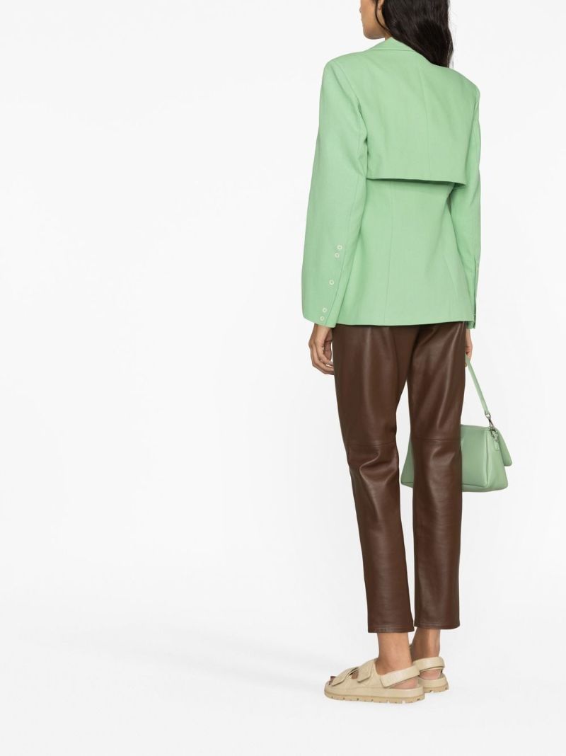 Green Panelled Notch Lapels Blazer