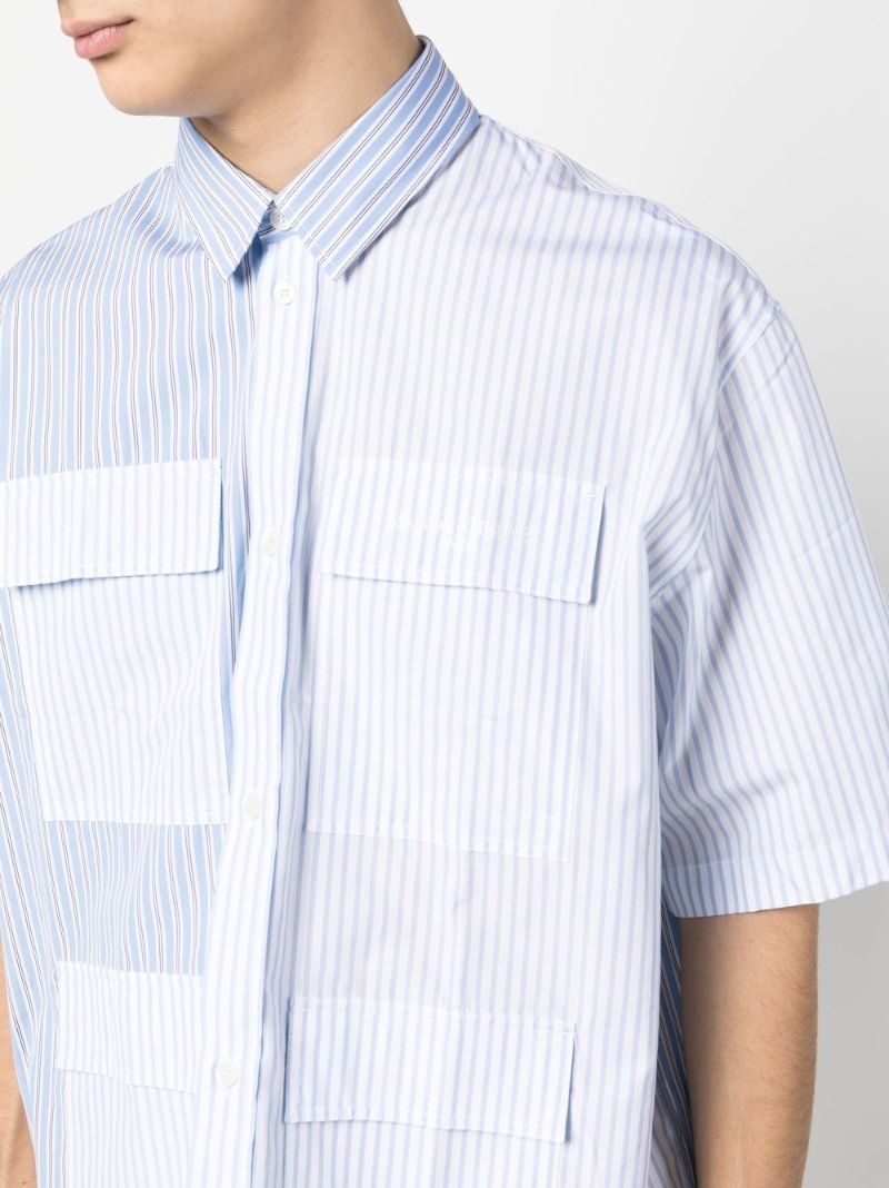 Blue Striped Short Sleeved Cotton Shirt