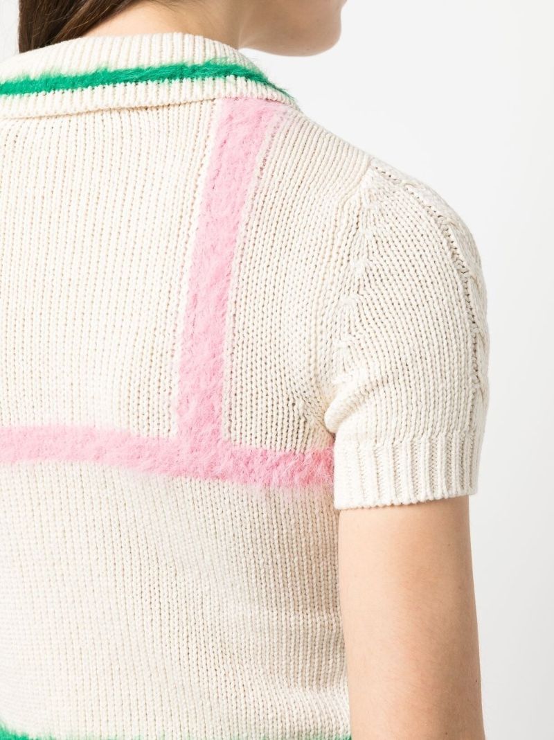 White Intarsia Knit Crop Top