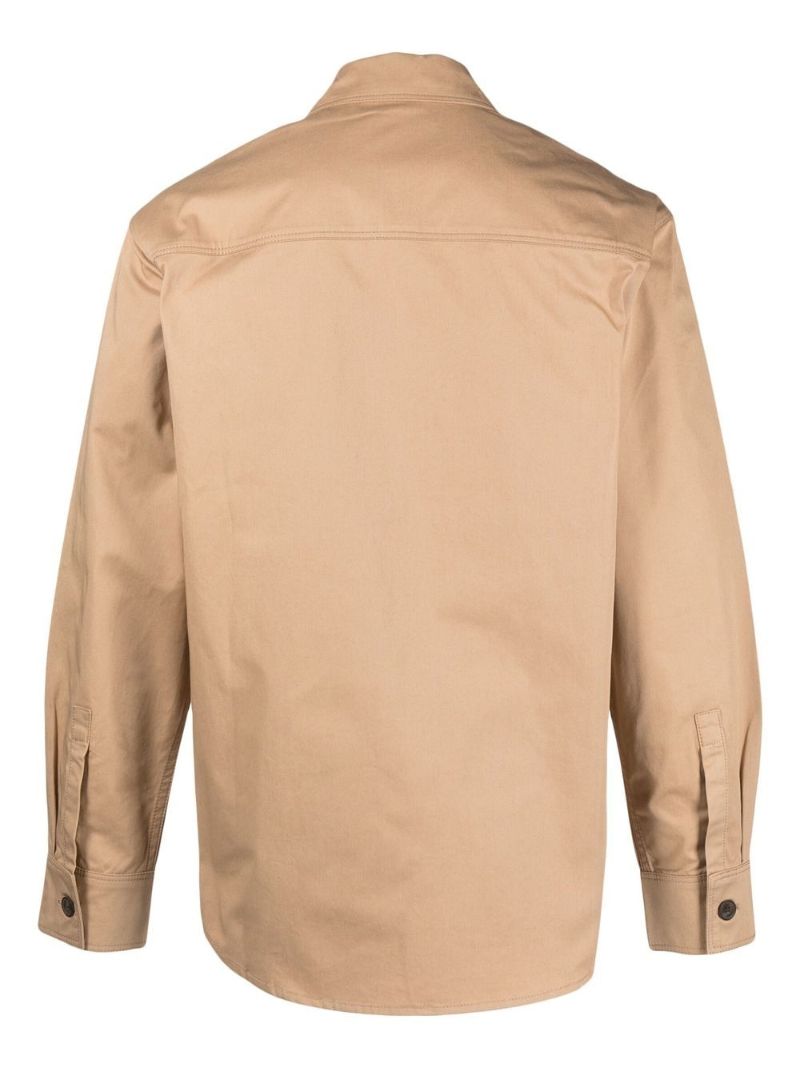 Neutral Logo Embroidered Shirt Jacket