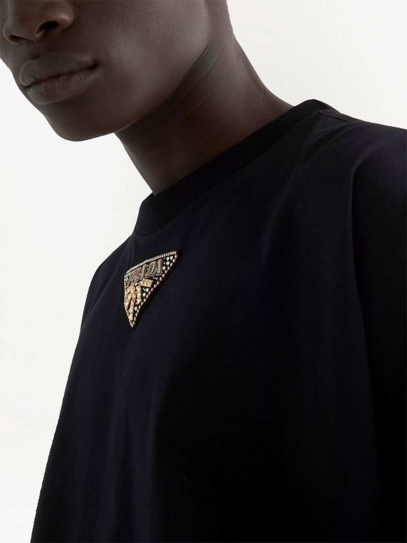 Black Logo Embellished Long Sleeved T-shirt