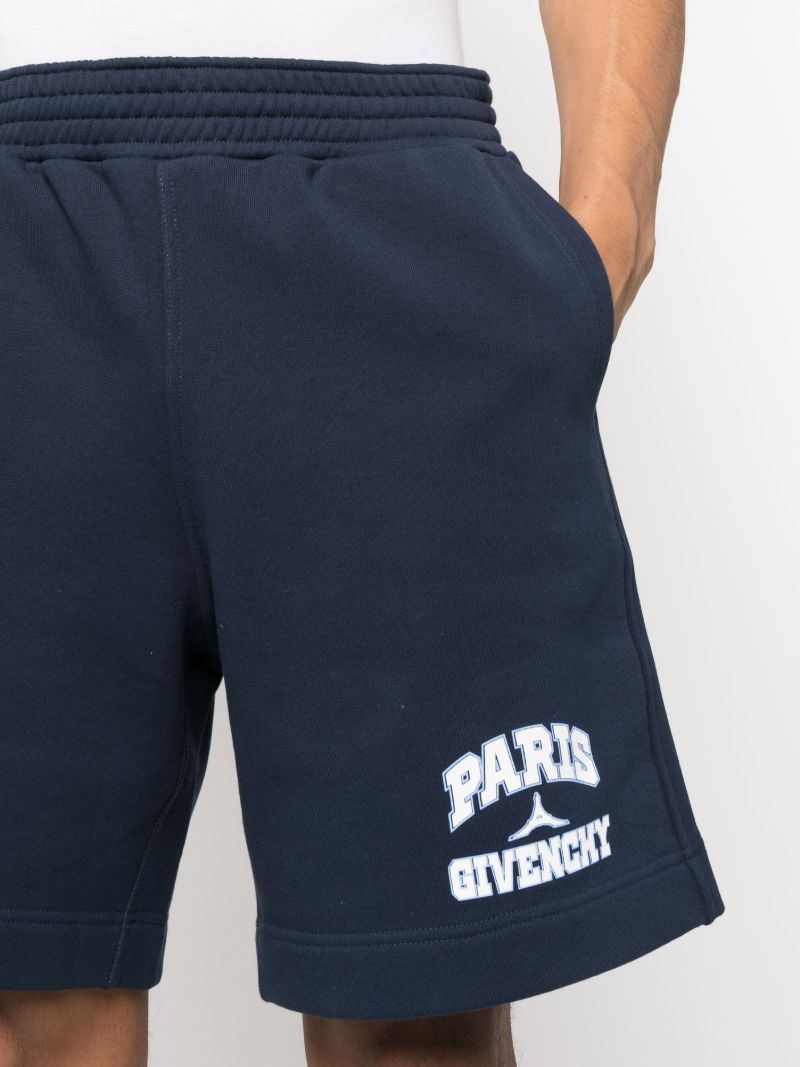 Blue Logo Print Track Shorts
