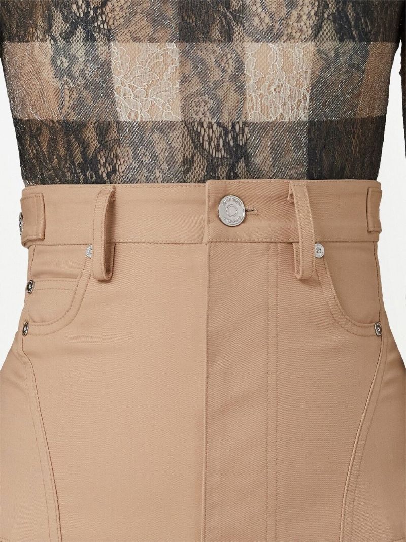 Neutral Cotton Gabardine Flared Maxi Skirt