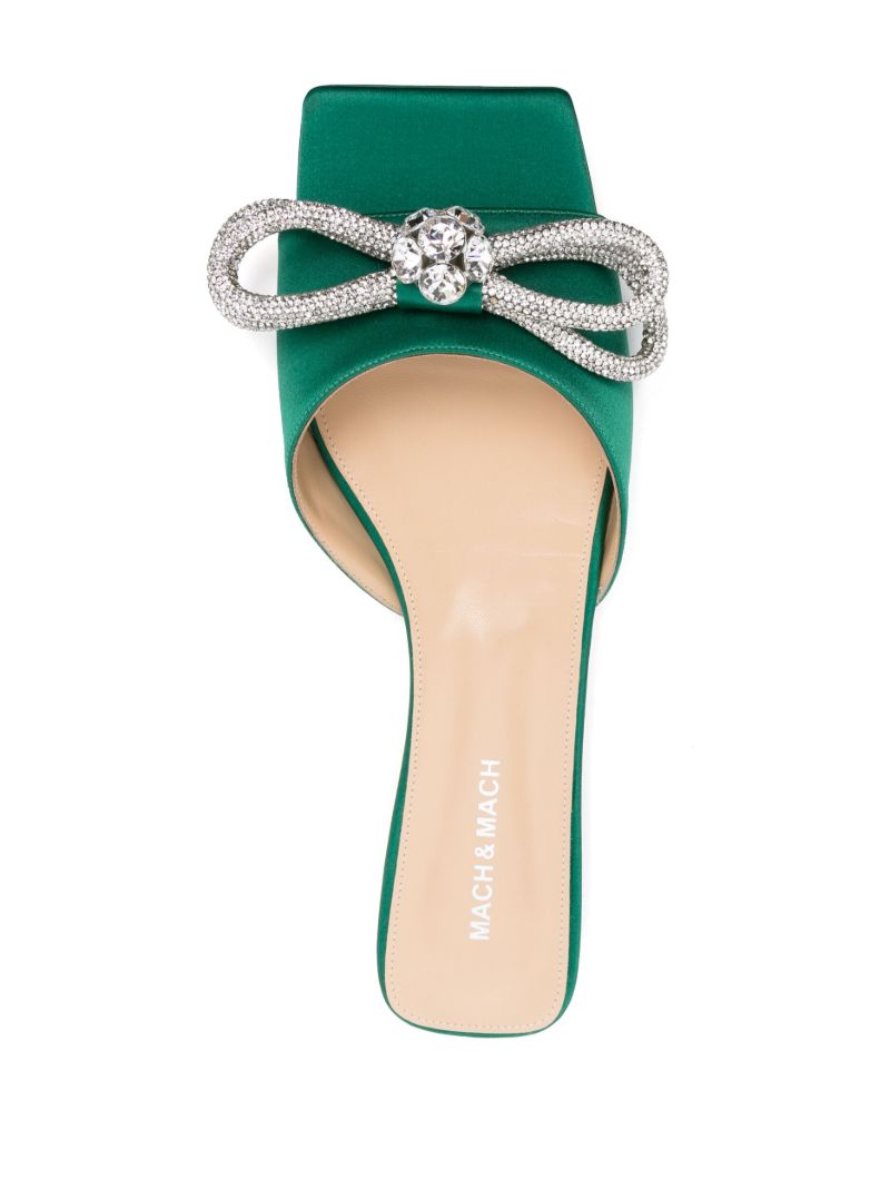 Green Double Bow Flat Sandals