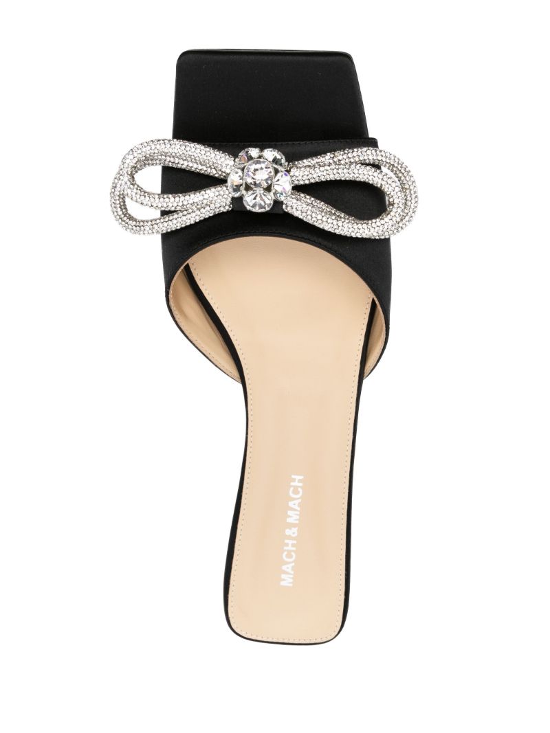 Black Double Bow Satin Sandals