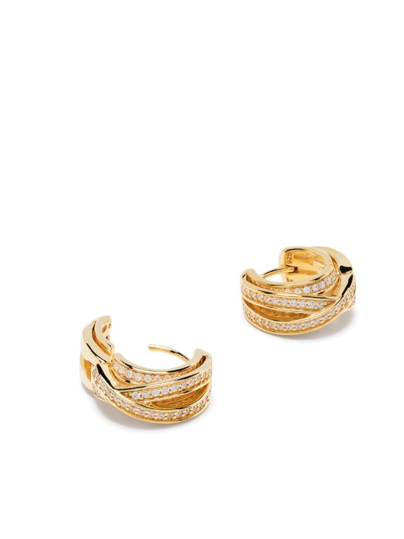 Gold-plated Orb Huggies Crystal Hoop Earrings