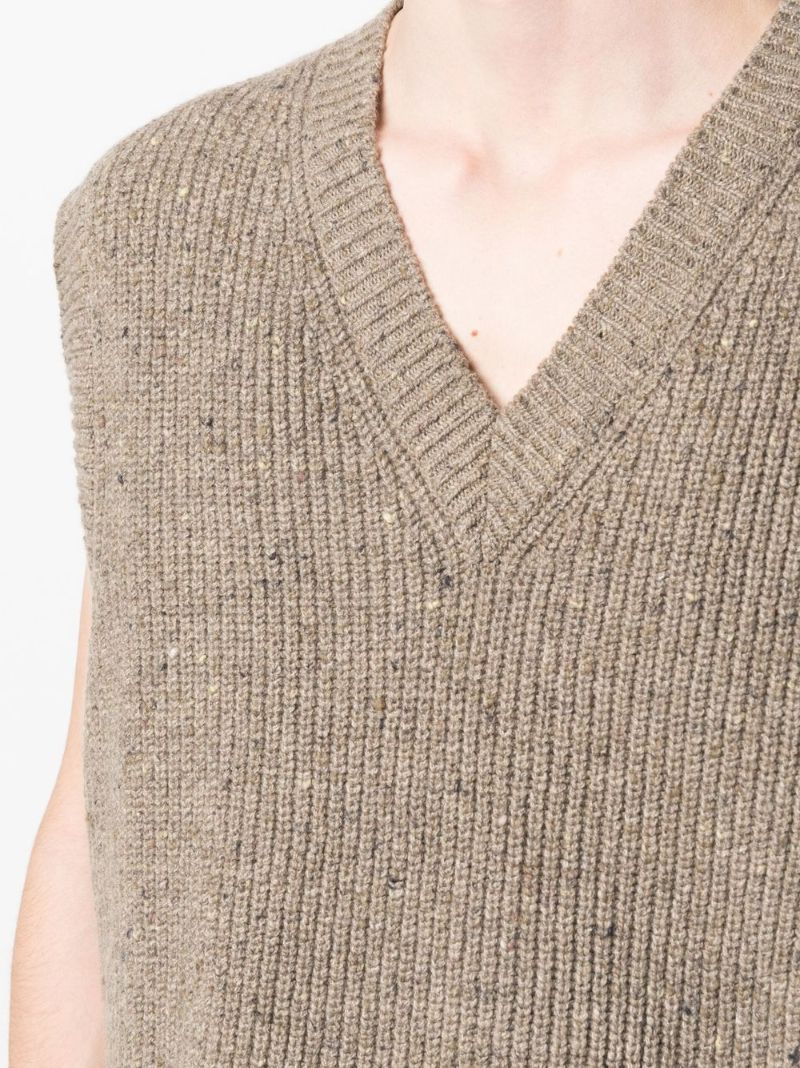 Green V-neck Ribbed Vest