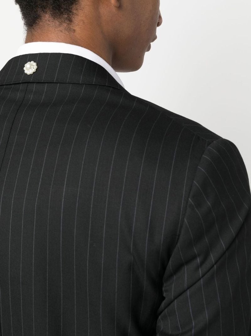Grey Pinstripe Single-breasted Blazer
