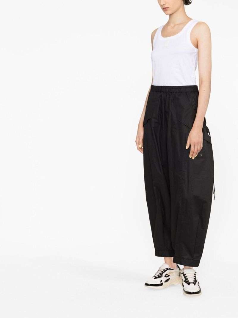 Black Cropped Wide-leg Trousers