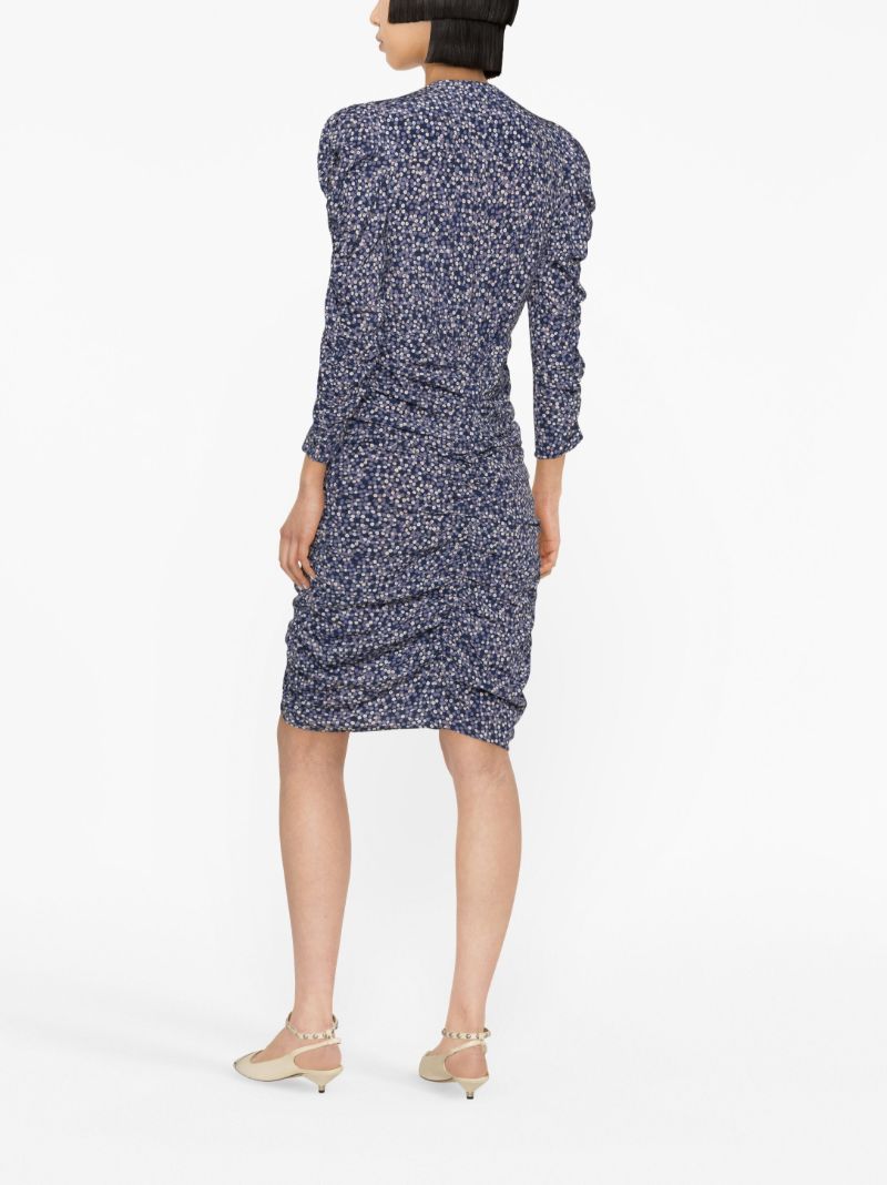 Blue Celina Floral-print Silk Dress