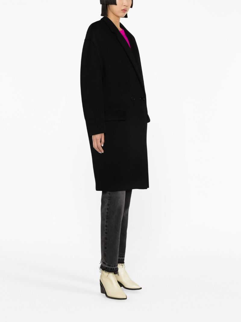 Black Double-breasted Wool Coat