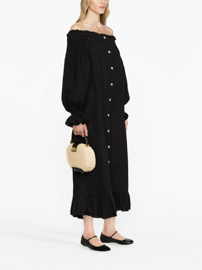 Black Romantica Linen Midi Dress