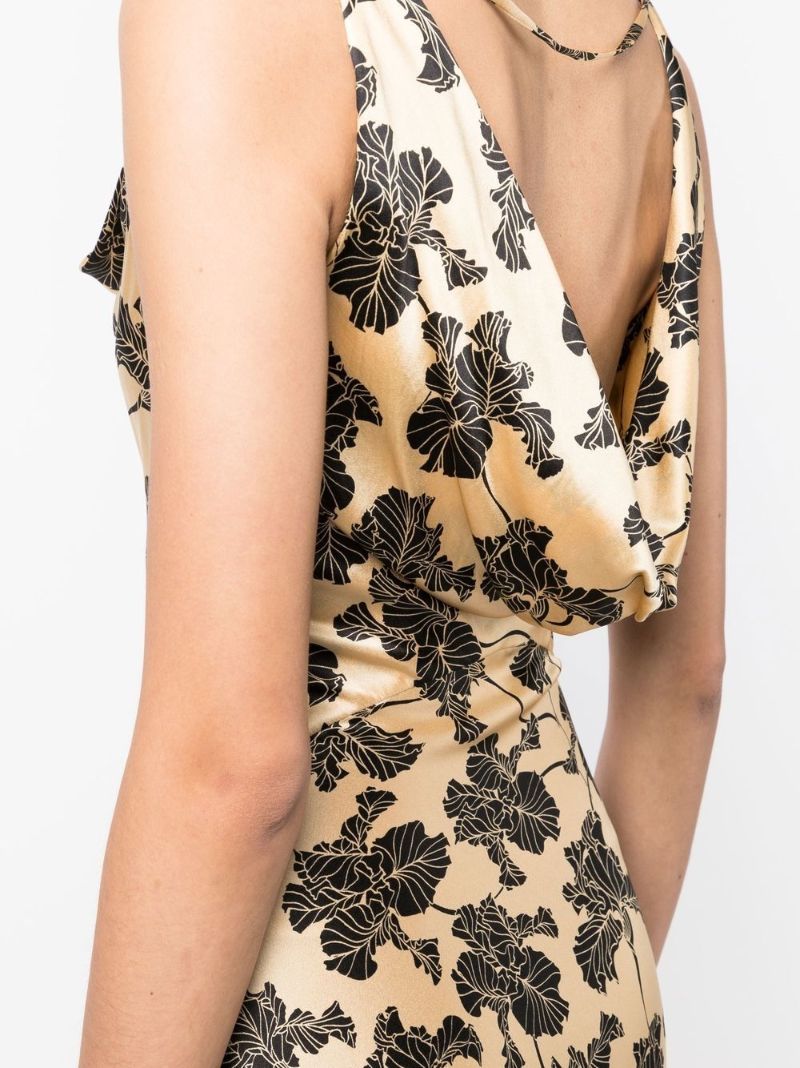Neutral Colombina Floral Print Maxi Dress
