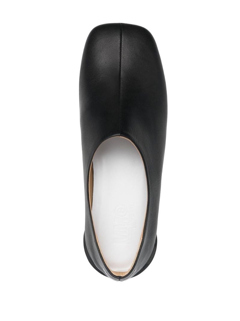 Black Square Toe Leather Loafers