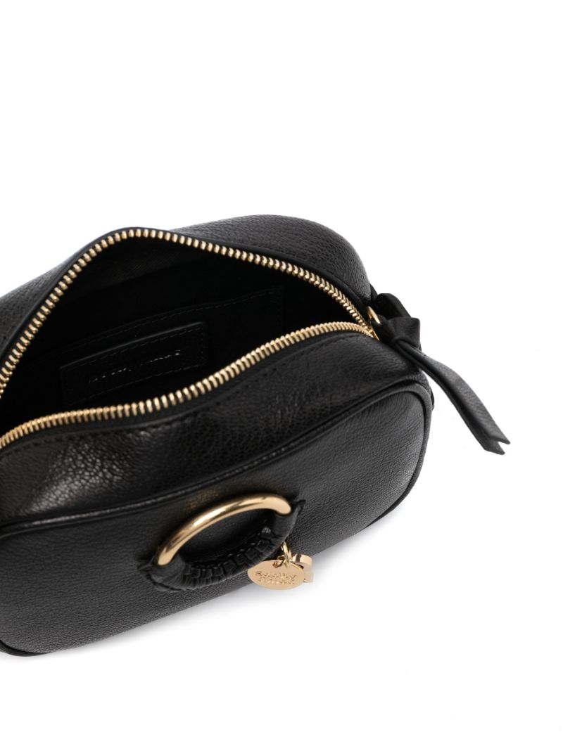 Black Hana Leather Shoulder Bag