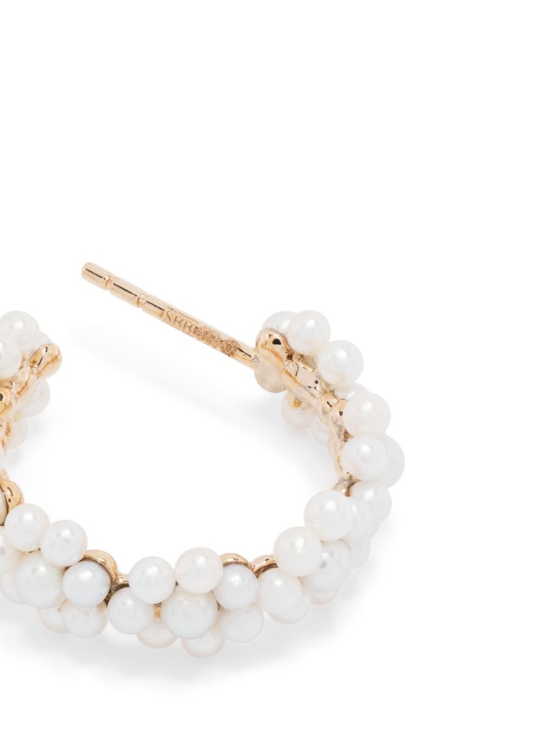 14k Yellow Gold Boucle Parc Pearl Single Hoop Earring