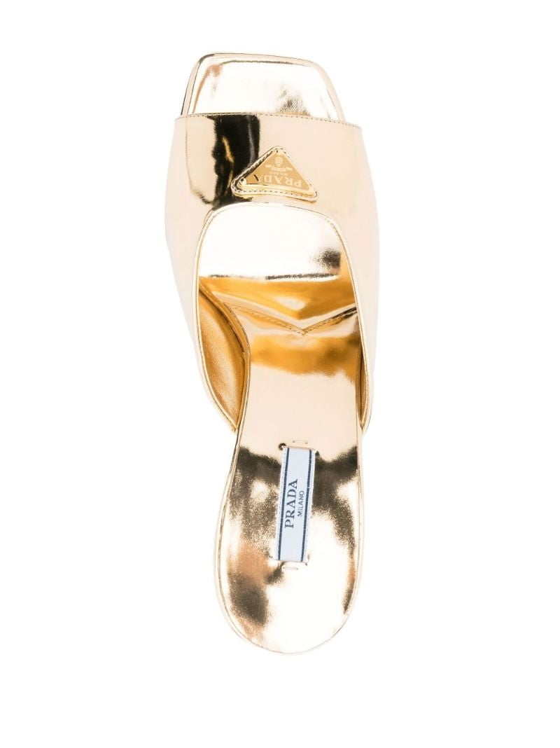 Gold-tone 85 Triangle Logo Mules