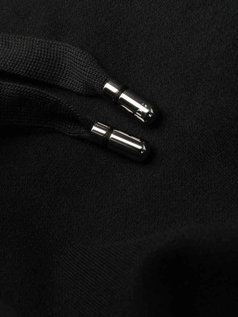 Black Embroidered Logo Cotton Track Pants