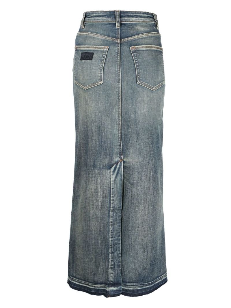 Blue Tint Edge Denim Maxi Skirt