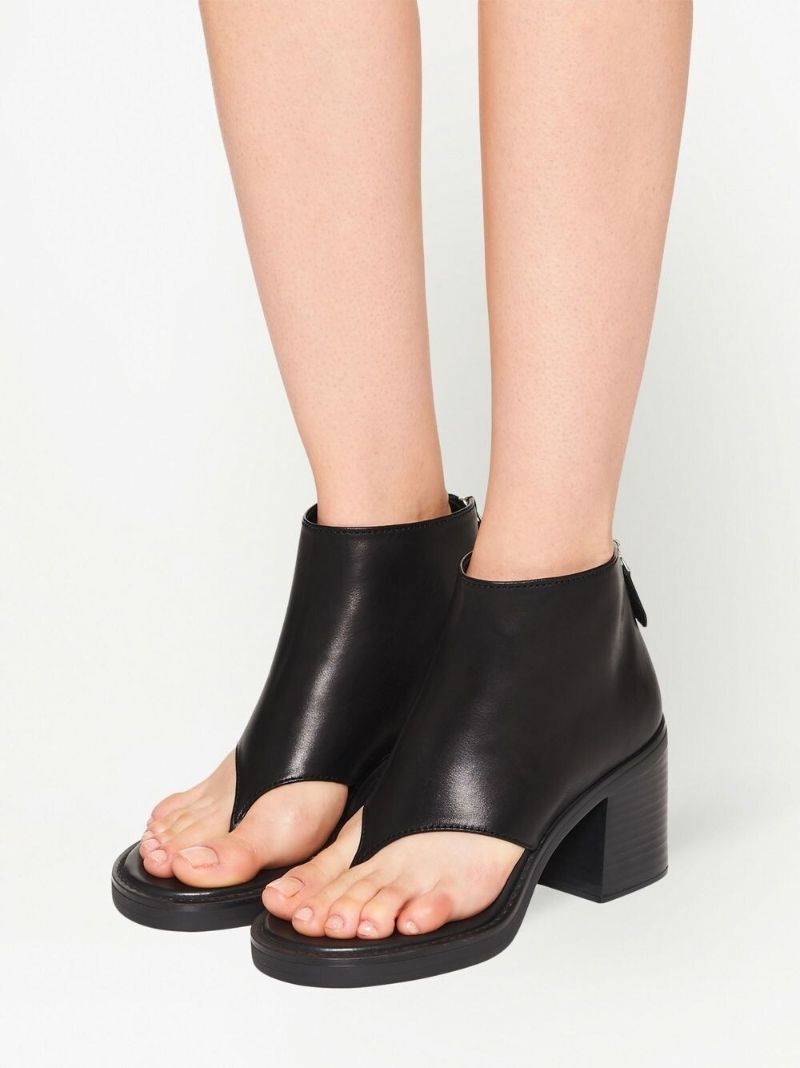 Black Thong 75 Leather Ankle Boots