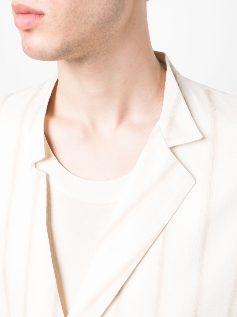 White Striped Asymmetric Robe Jacket