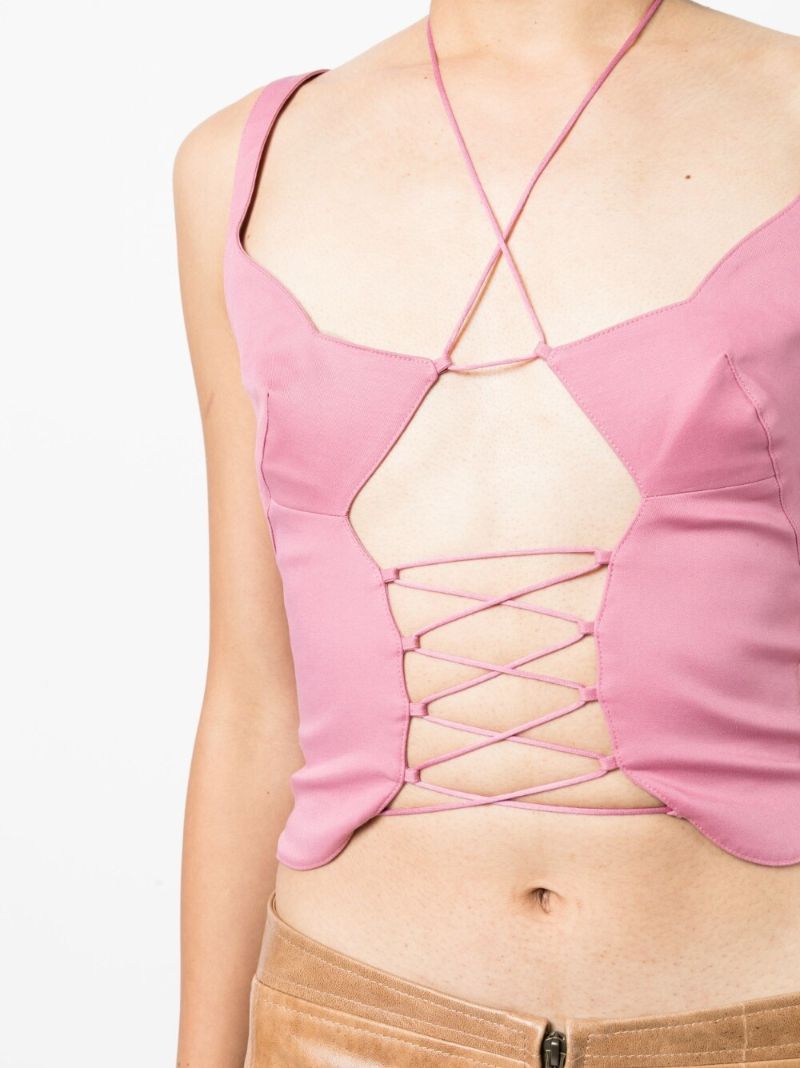 Pink Ray Lace Up Corset Top