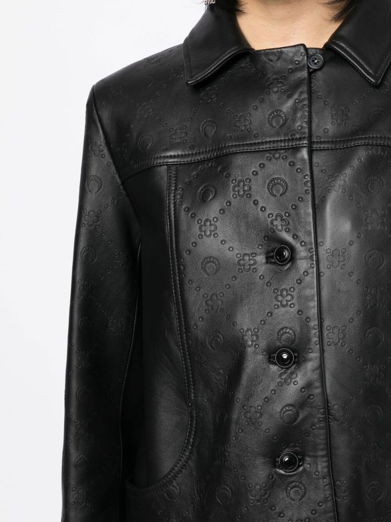 Black Monogram Embossed Leather Jacket