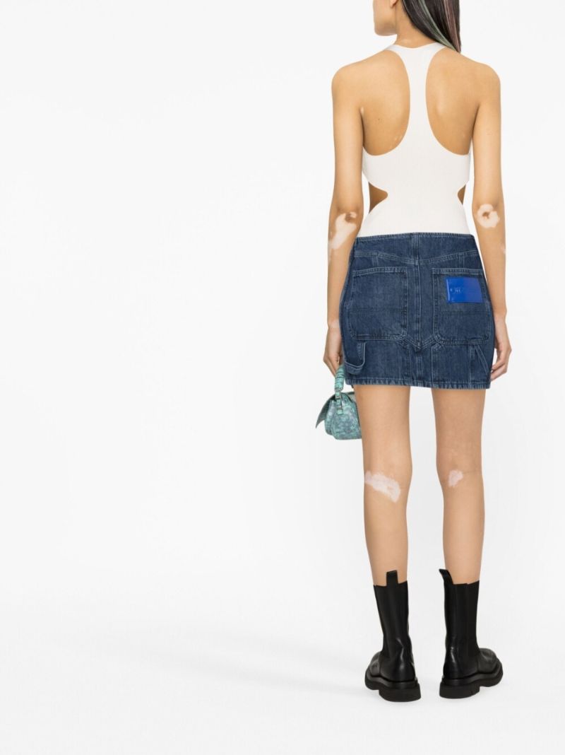 Blue Motorcycle Hole Denim Mini Skirt