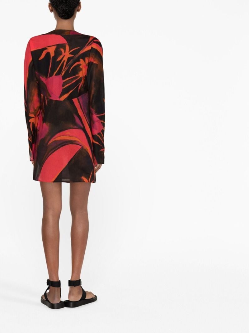 Black Printed Cotton Mini Dress