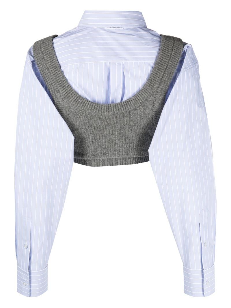 Blue Pinstripe Layered Cropped Shirt