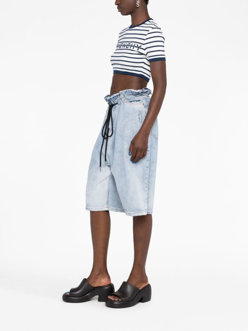 White Striped Cropped T-shirt