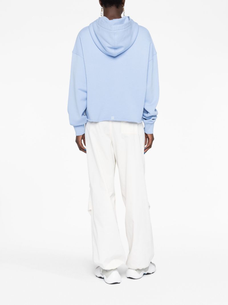 Blue 4g Print Cropped Hoodie