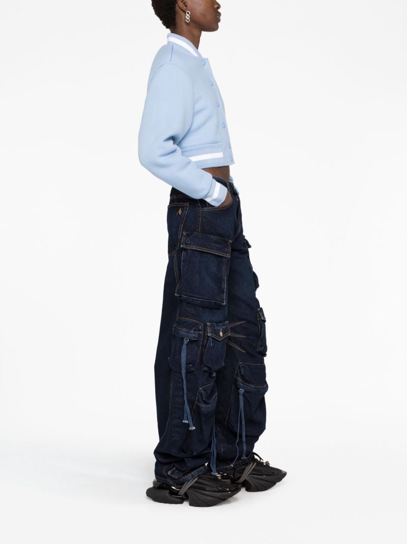 Blue 4g Stars Wool Cropped Varsity Jacket