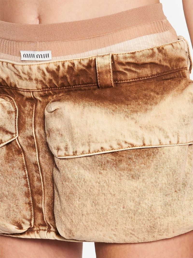 Brown Cargo Mini Skirt
